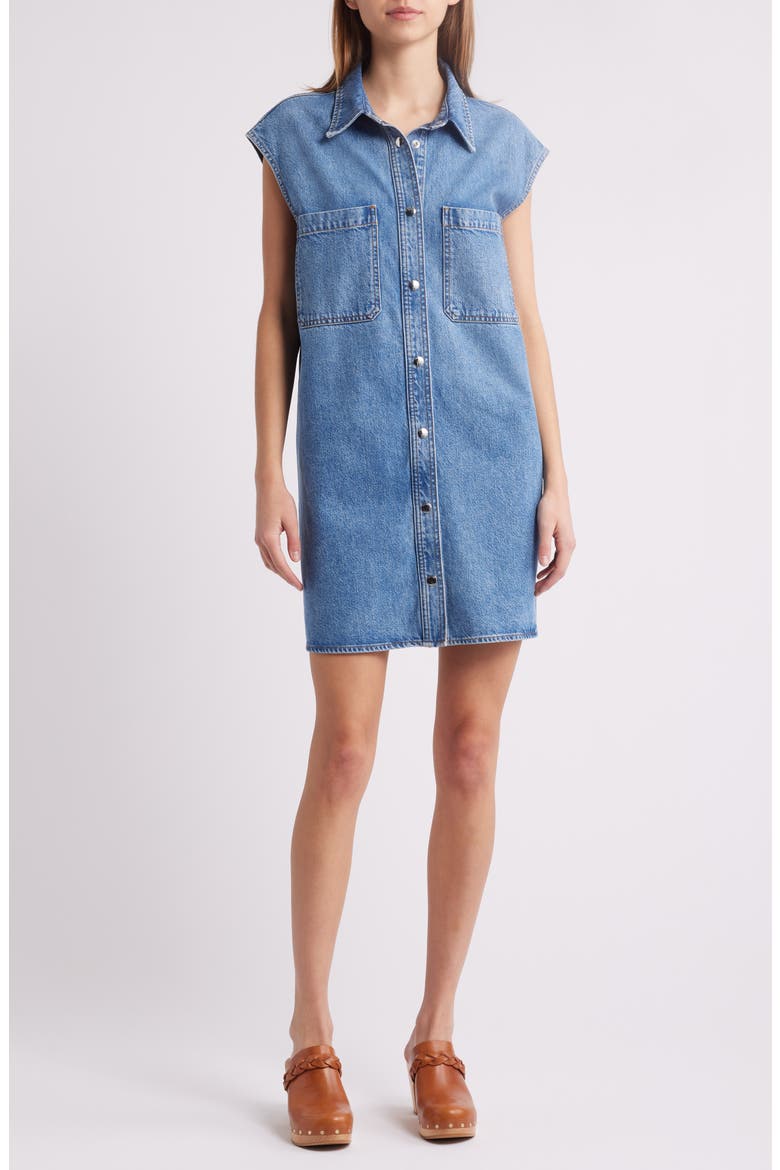 The Sleeveless Denim Mini Shirtdress, Main, color, METHOD