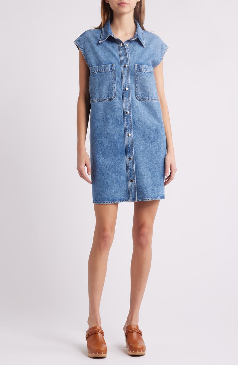 FRAME The Sleeveless Denim Mini Shirtdress, Main, color, Method