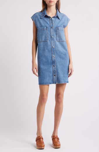 FRAME The Sleeveless Denim Mini Shirtdress