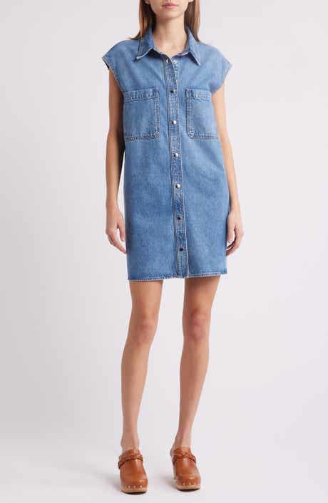FRAME The Sleeveless Denim Mini Shirtdress