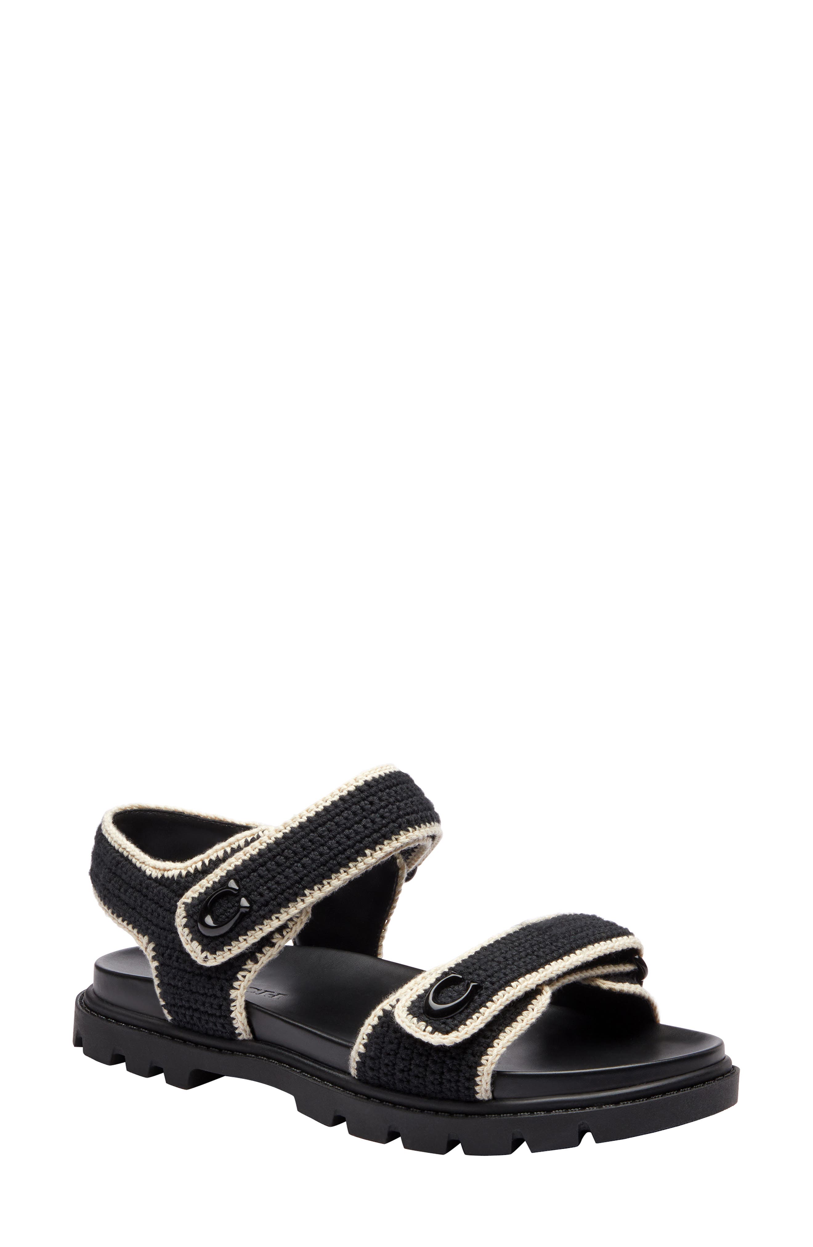 COACH Brynn Ankle Strap Sandal, Main, color, Black/ Chalk