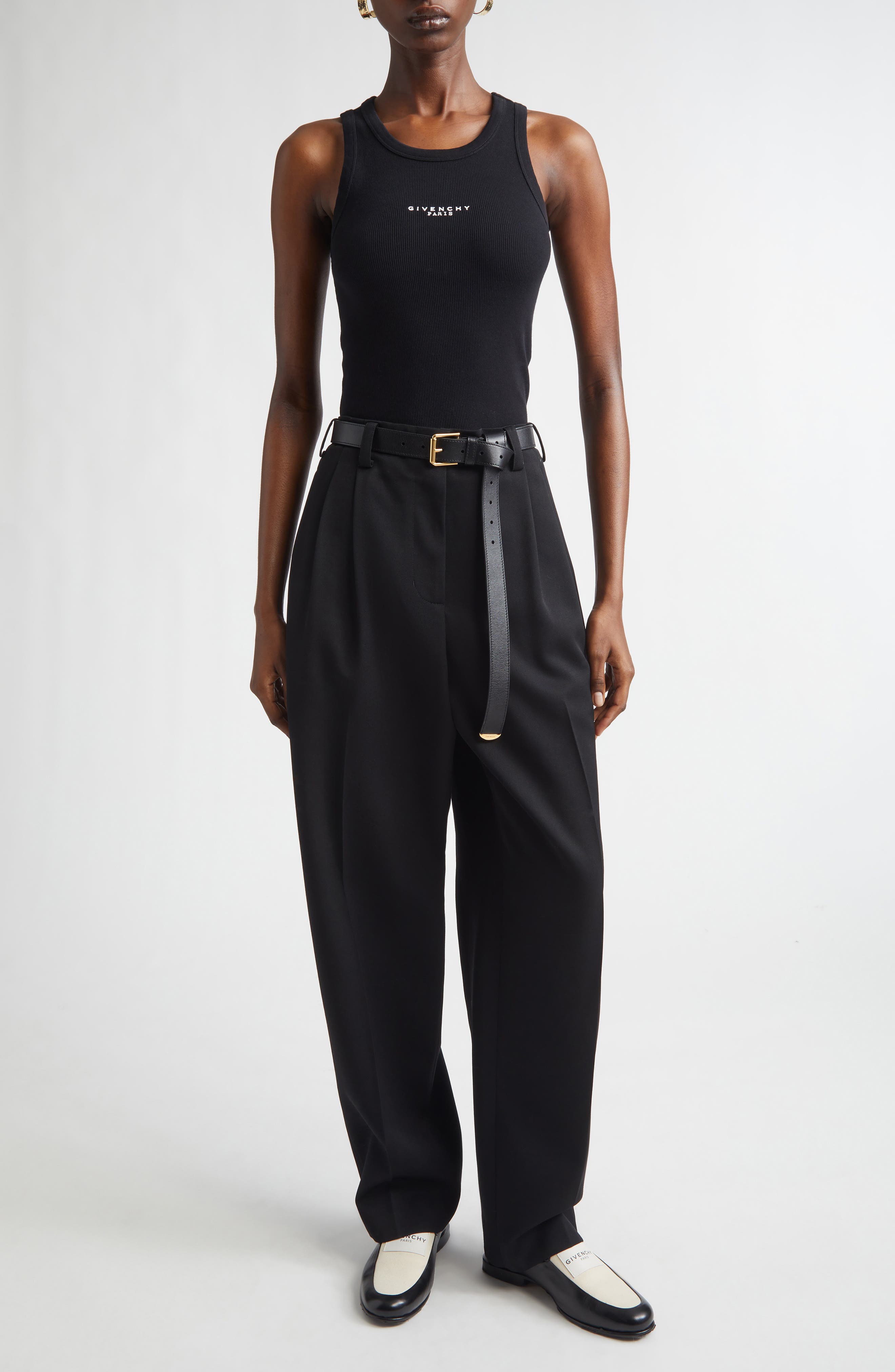 Slashed Double Pleat Wool Grain de Poudre Pants - image 2