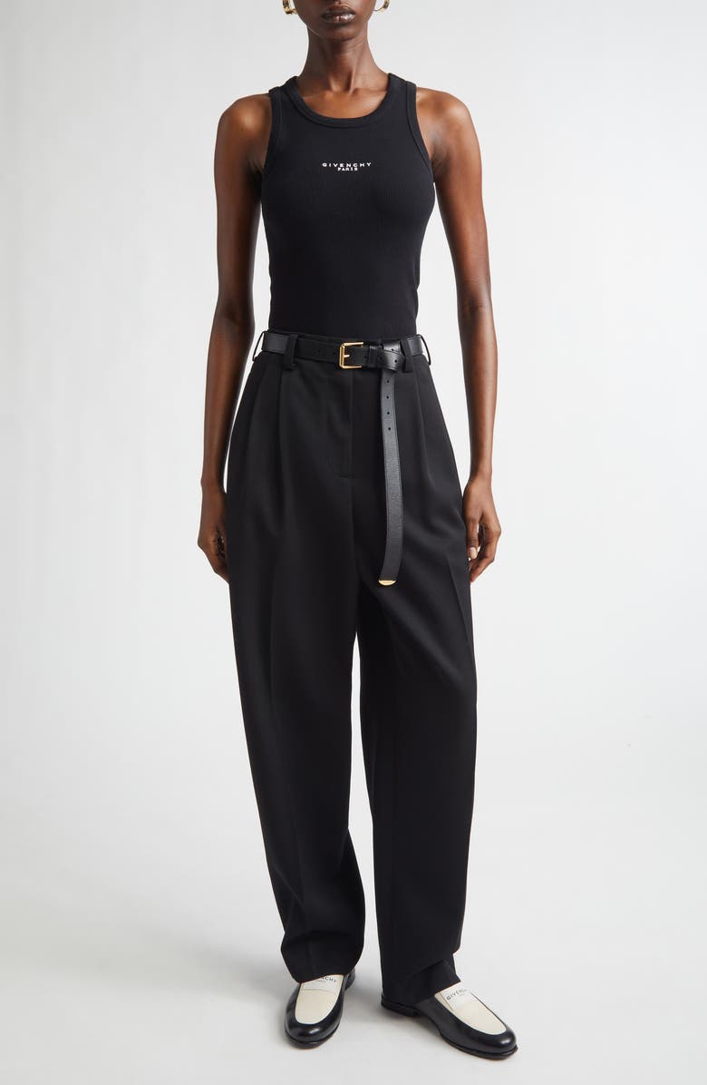 Givenchy Slashed Double Pleat Wool Grain de Poudre Pants, Alternate, color, Black