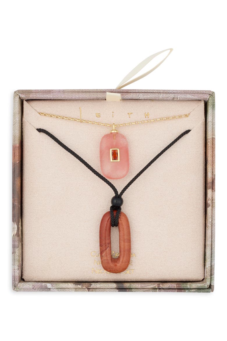 Set of 2 Cord Necklaces, Main, color, ORANGE MULTI- BLACK