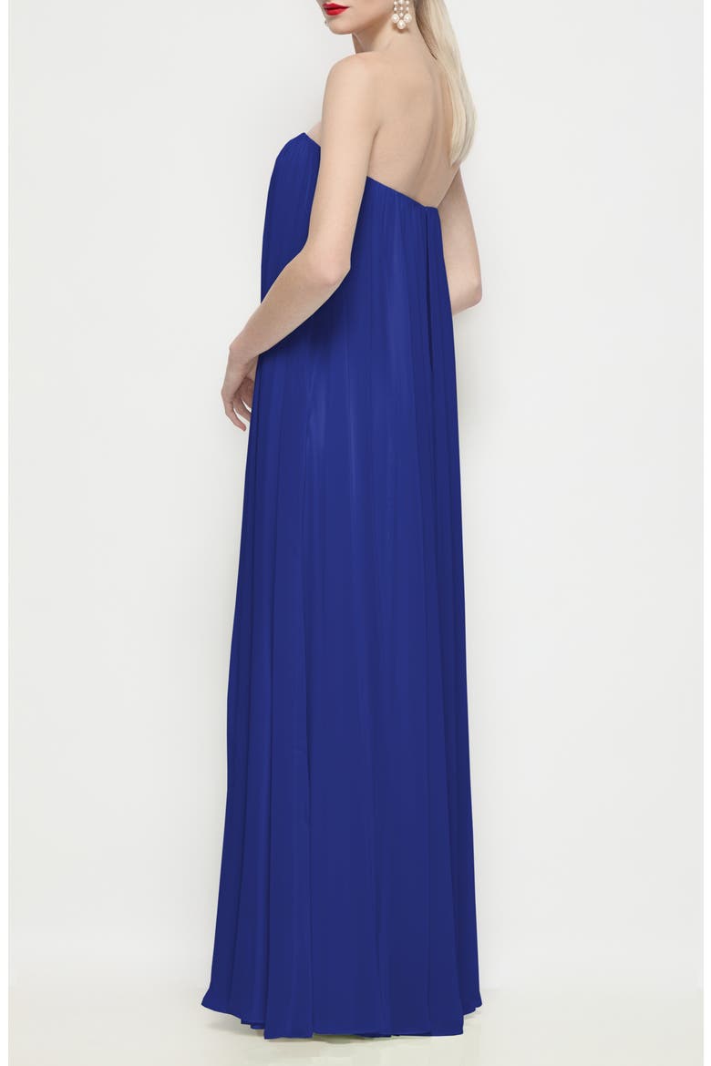 Silvie Strapless Lux Chiffon Trapeze Gown, Alternate, color, COBALT BLUE