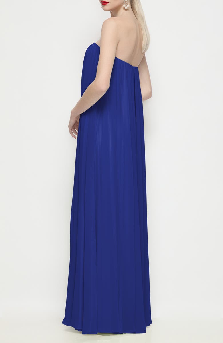 Dessy Collection Silvie Strapless Lux Chiffon Trapeze Gown, Alternate, color, Cobalt Blue