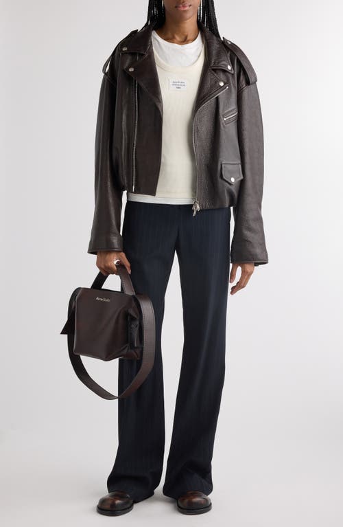 Acne Studios Women's Leather Over Bomber Jacket In Dark Brown