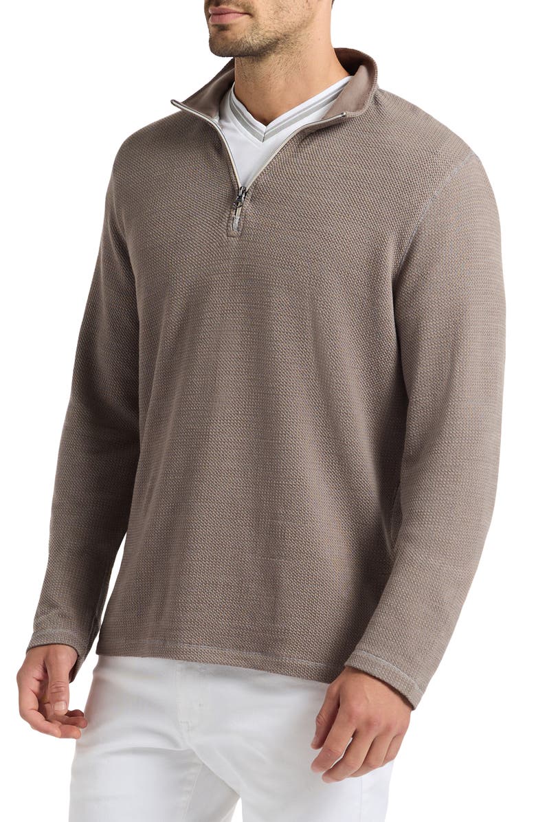 Robert Graham Griffin Cotton Blend Quarter Zip Pullover, Alternate, color, Light Grey
