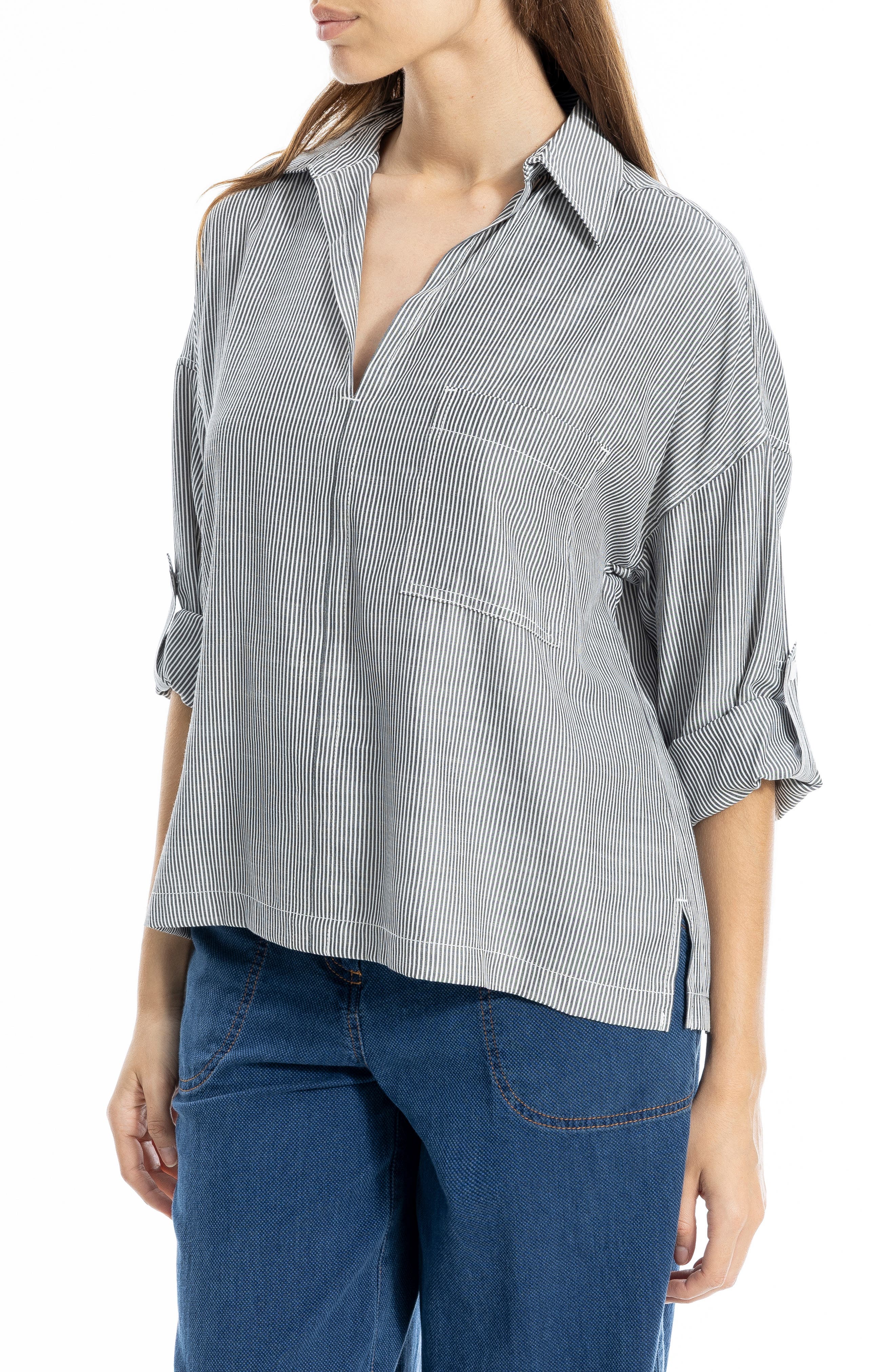 MAX STUDIO Stripe Collared Top