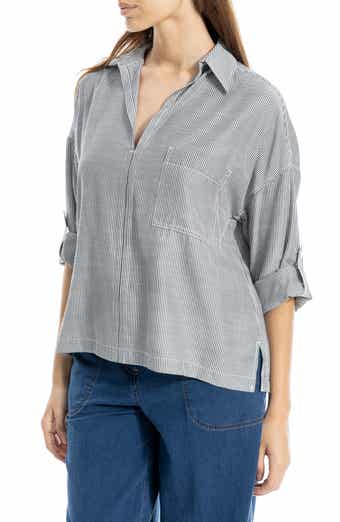 MAX STUDIO Stripe Collared Top