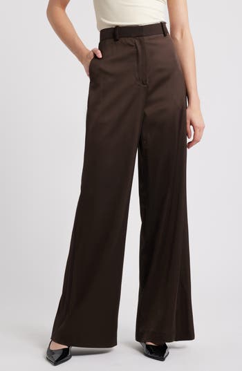 Frame Tuxedo Stripe Wide Leg Pants In Espresso