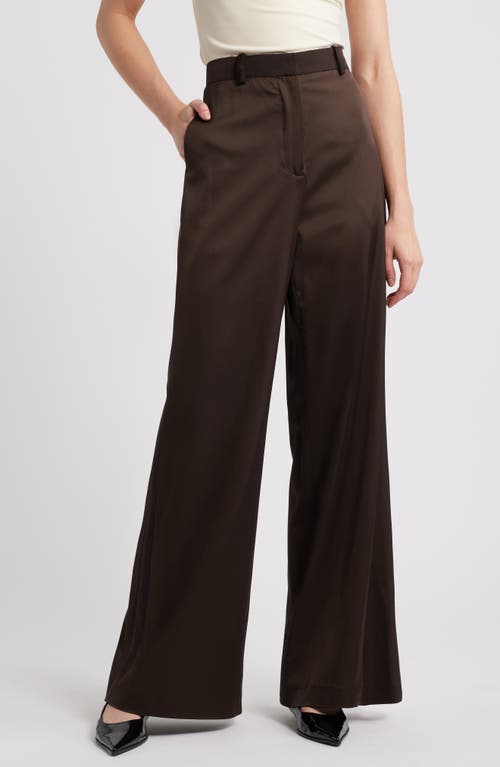 Frame Tuxedo Stripe Wide Leg Pants In Espresso