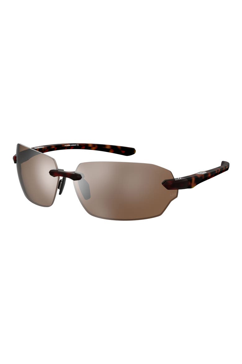 71mm Rectangular Wraparound Sunglasses, Alternate, color, HAVANA