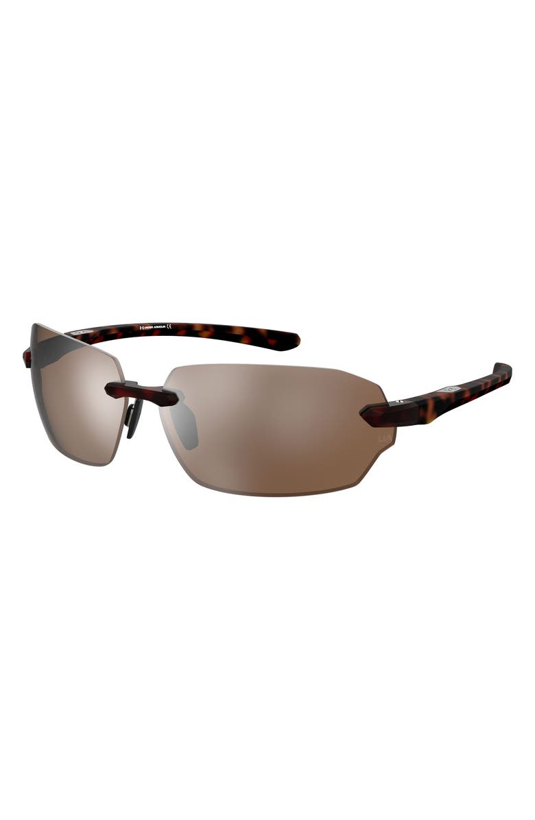 Under Armour 71mm Rectangular Wraparound Sunglasses, Alternate, color, Havana