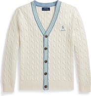 Polo Ralph Lauren Kids' Cabled Cotton Button-Up Cardigan