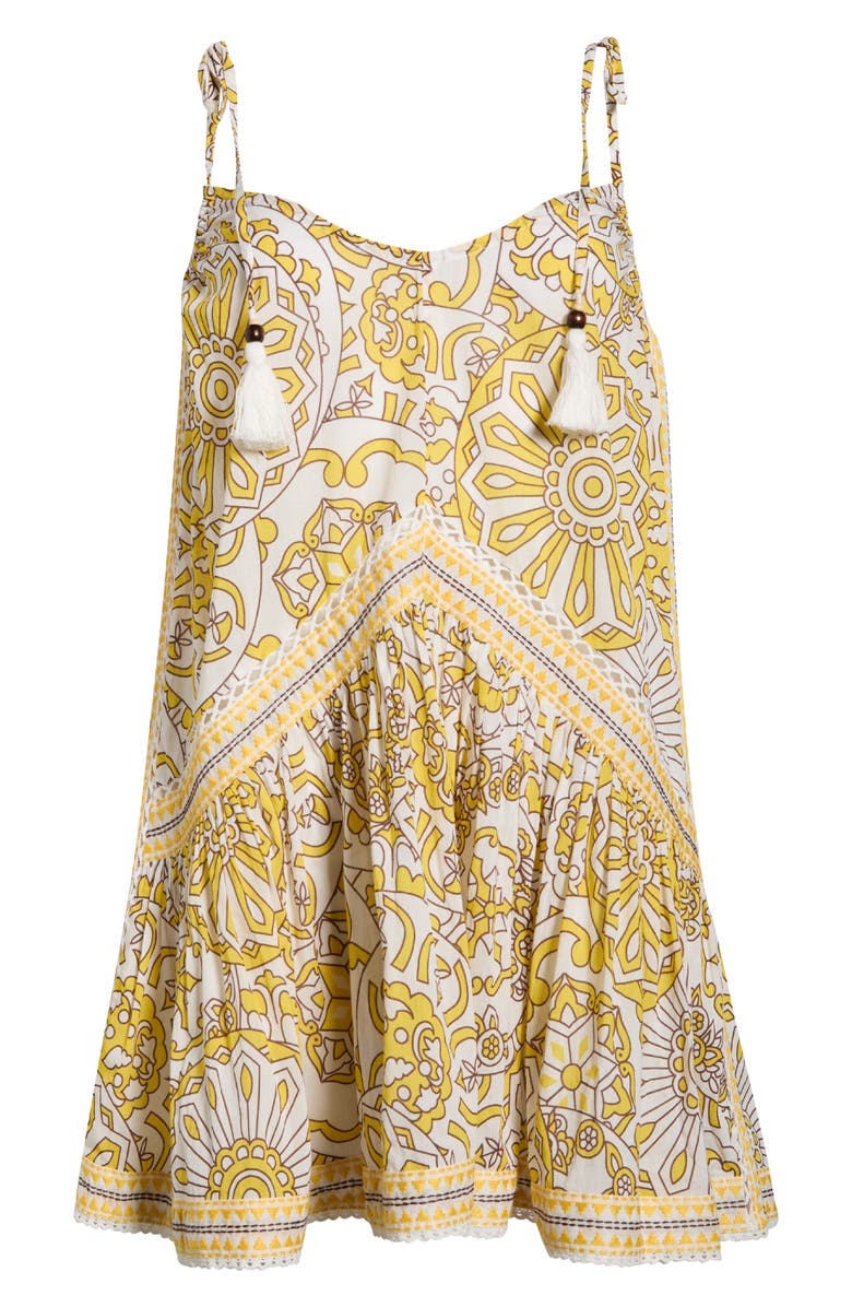 Ramy Brook Gigi Print Ruffle Minidress, Alternate, color, Sunglow Combo