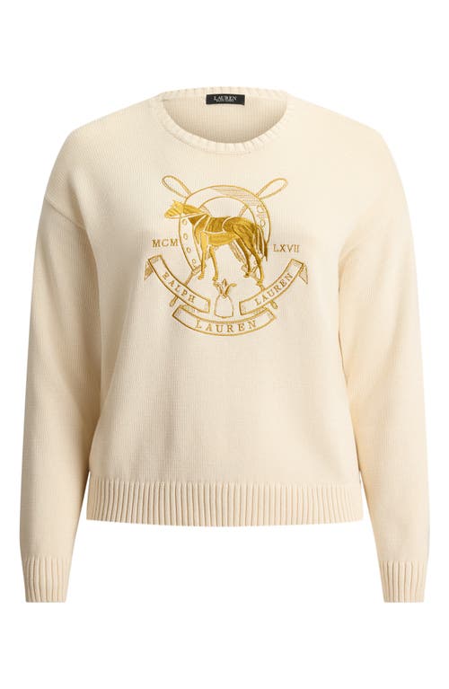 Ralph Lauren Lauren  Embroidered Crewneck Sweater In Neutral