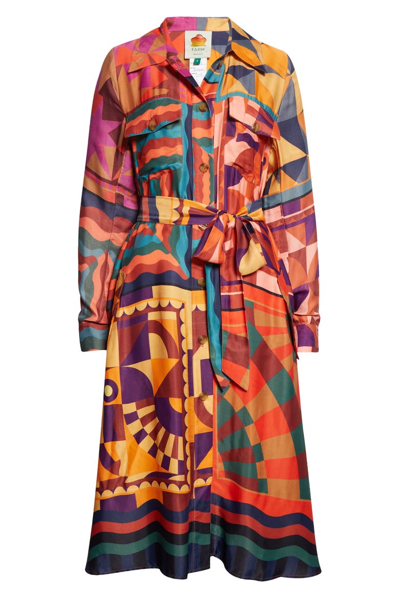 Scarves Long Sleeve Shirtdress, Alternate, color, GRAPHIC SCARVES