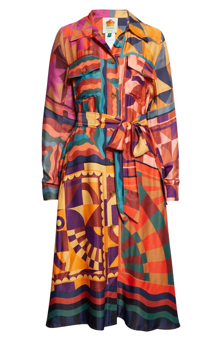 FARM Rio Scarves Long Sleeve Shirtdress, Alternate, color, 