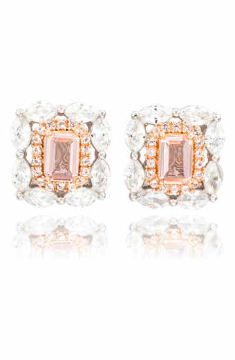 SUZY LEVIAN Sterling Silver Emerald Cut CZ Stud Earrings