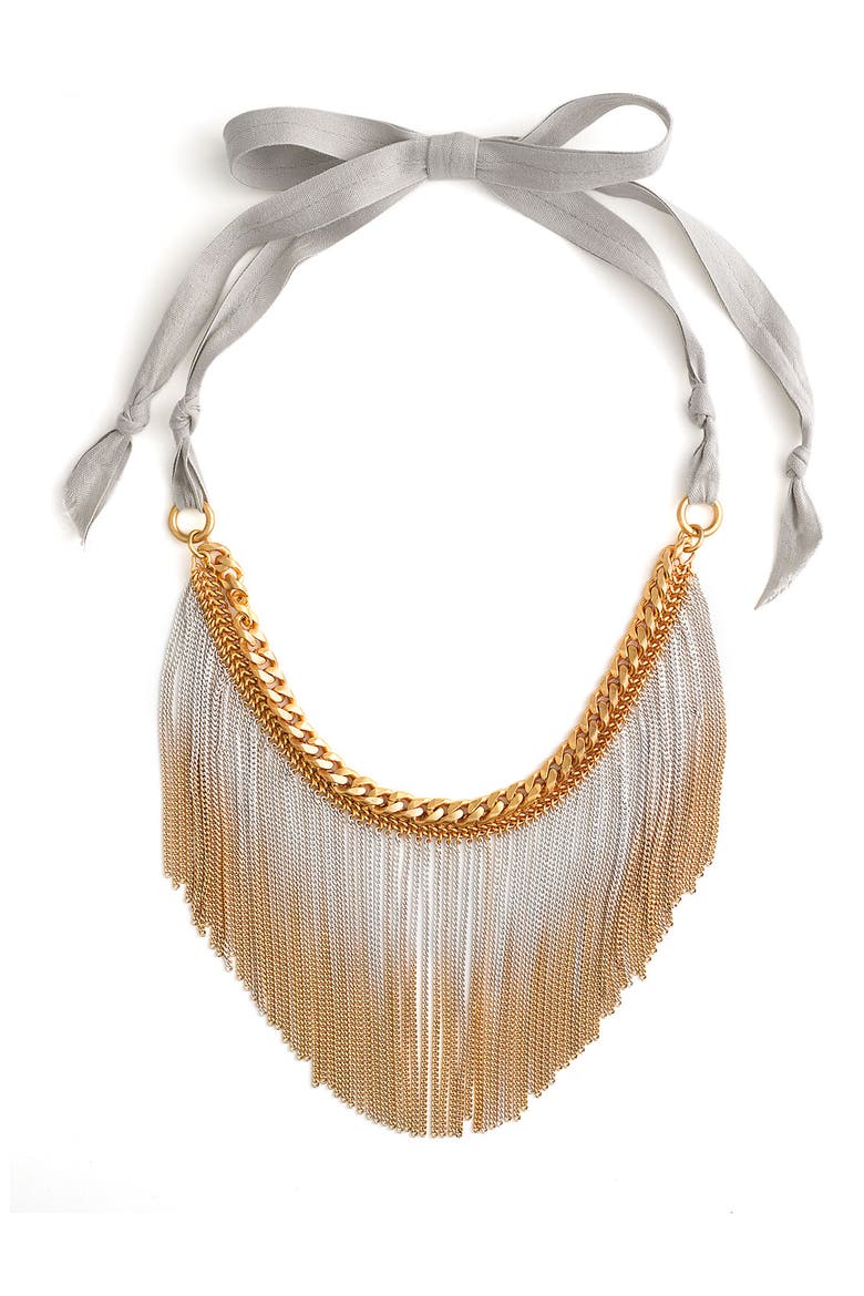 'Wanderlust' Gradient Fringe Necklace, Main, color, IVORY/ GOLD