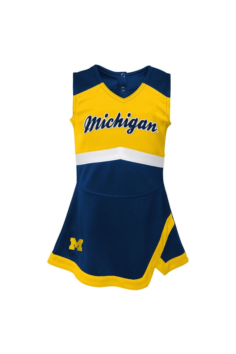 Girls Preschool Navy Michigan Wolverines Two-Piece Cheer Captain Jumper Dress & Bloomers Set, Alternate, color, Navy