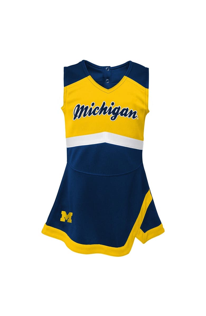 Outerstuff Girls Preschool Navy Michigan Wolverines Two-Piece Cheer Captain Jumper Dress & Bloomers Set, Alternate, color, Navy