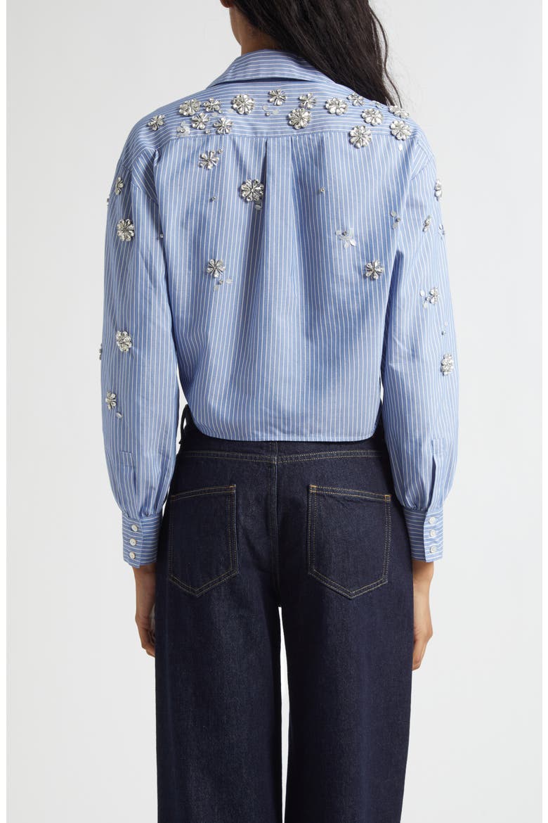 Lola Stripe Rhinestone Embellished Tie Front Button-Up Shirt, Alternate, color, BLUE MULTI