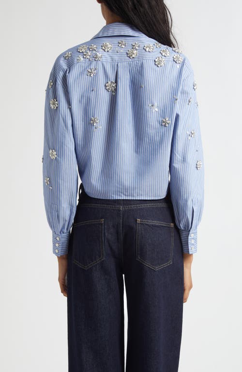 Cinq À Sept Lola Stripe Rhinestone Embellished Tie Front Button-up Shirt In Multi