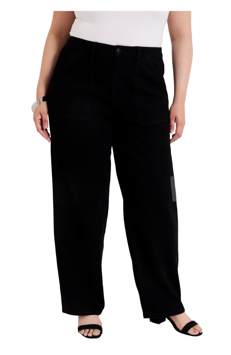 June + Vie Curvie Fit High-Waisted Straight-Leg Jean, Main, color, Black Rinse
