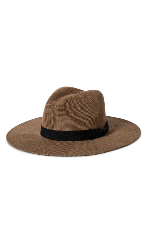Brixton Lyons Packable Fedora In Dark Tan/black