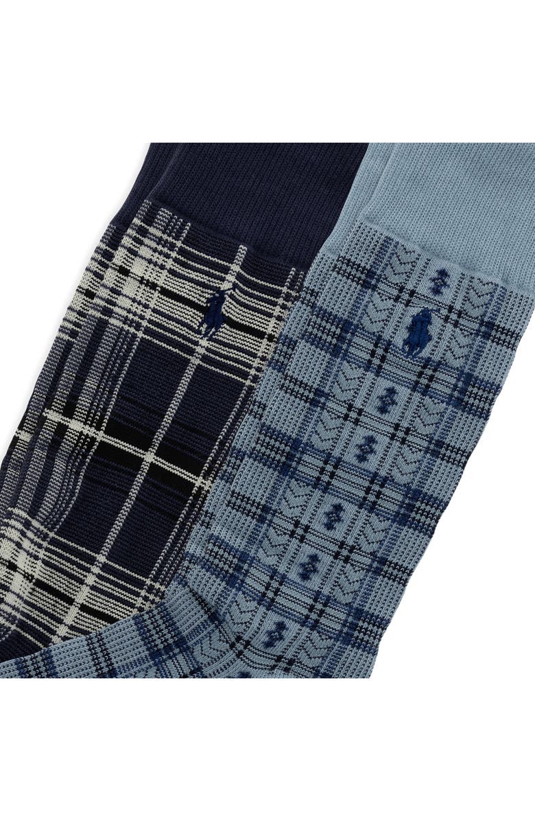 Polo Ralph Lauren Assorted 2-Pack Country Store Plaid Cotton Blend Dress Socks, Alternate, color, Blue