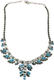 MADISON BEVERLY HILLS Vintage Rhinestone Silvertone Necklace in Blues and Greens