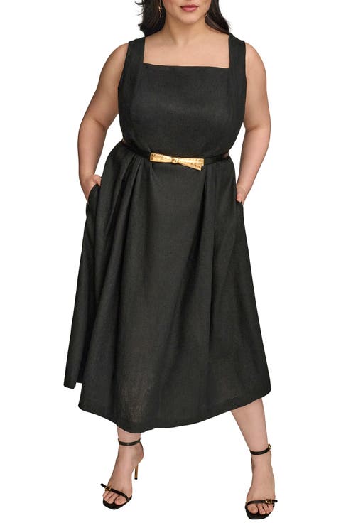 Sleeveless Linen Blend Maxi Dress (Plus)