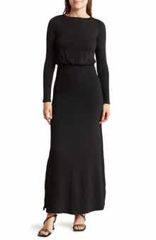 GO COUTURE Long Sleeve Blouson Maxi Dress