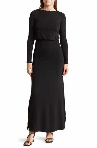 GO COUTURE Long Sleeve Blouson Maxi Dress