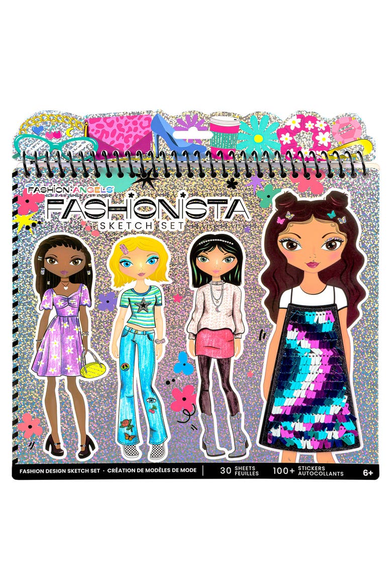 Sketch Portfolio Set Fashionista Outfit Design Pad, Alternate, color, Multicolored