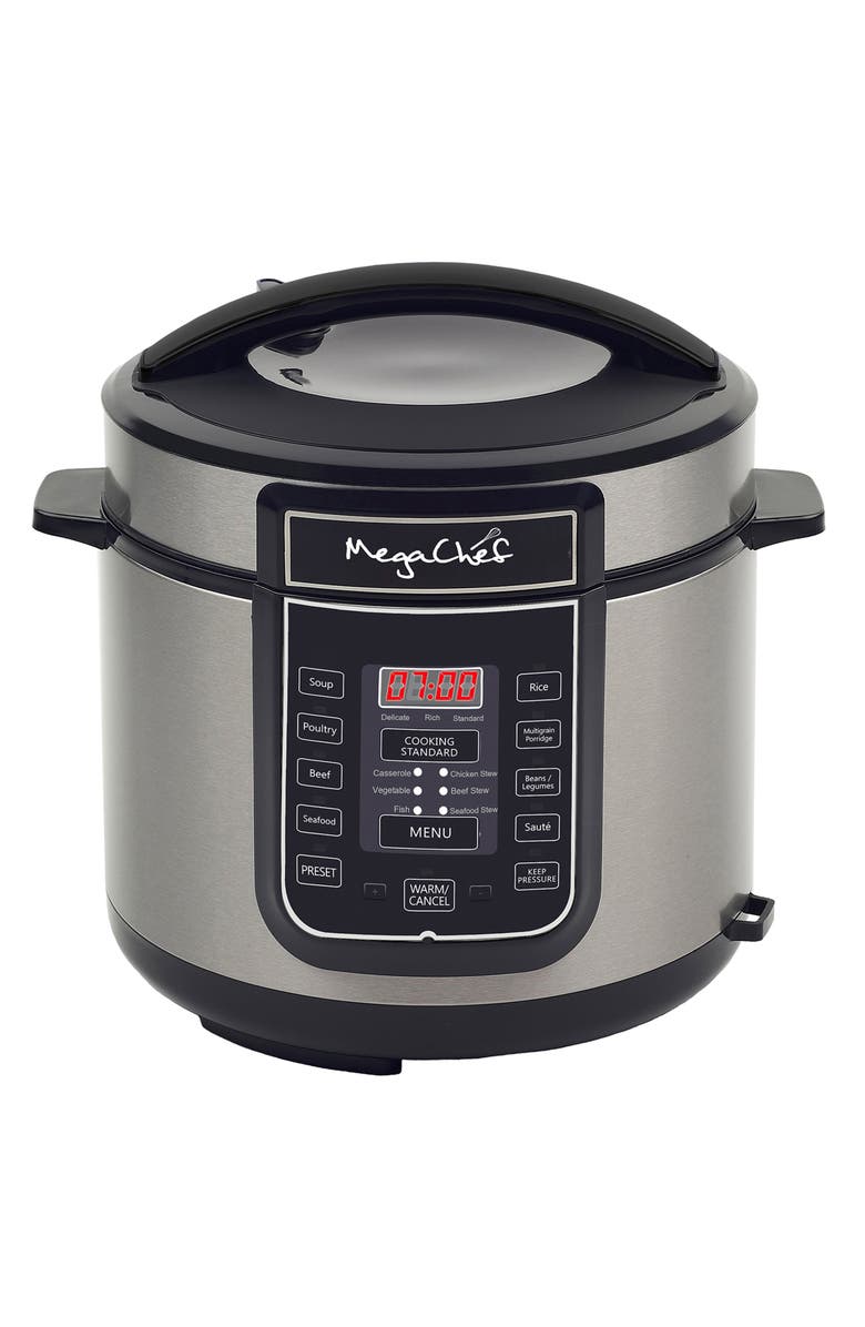 Megachef 6 Quart Digital Pressure Cooker with 14 Pre-set Multi Function Features, Alternate, color, Grey