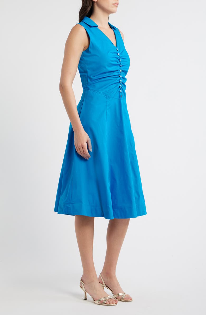 Tahari ASL Ruched Sleeveless Dress, Alternate, color, Blue Jewel