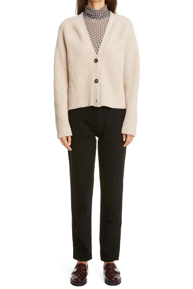Houndstooth Print Mesh Turtleneck, Main, color, BRAZILIAN SAND