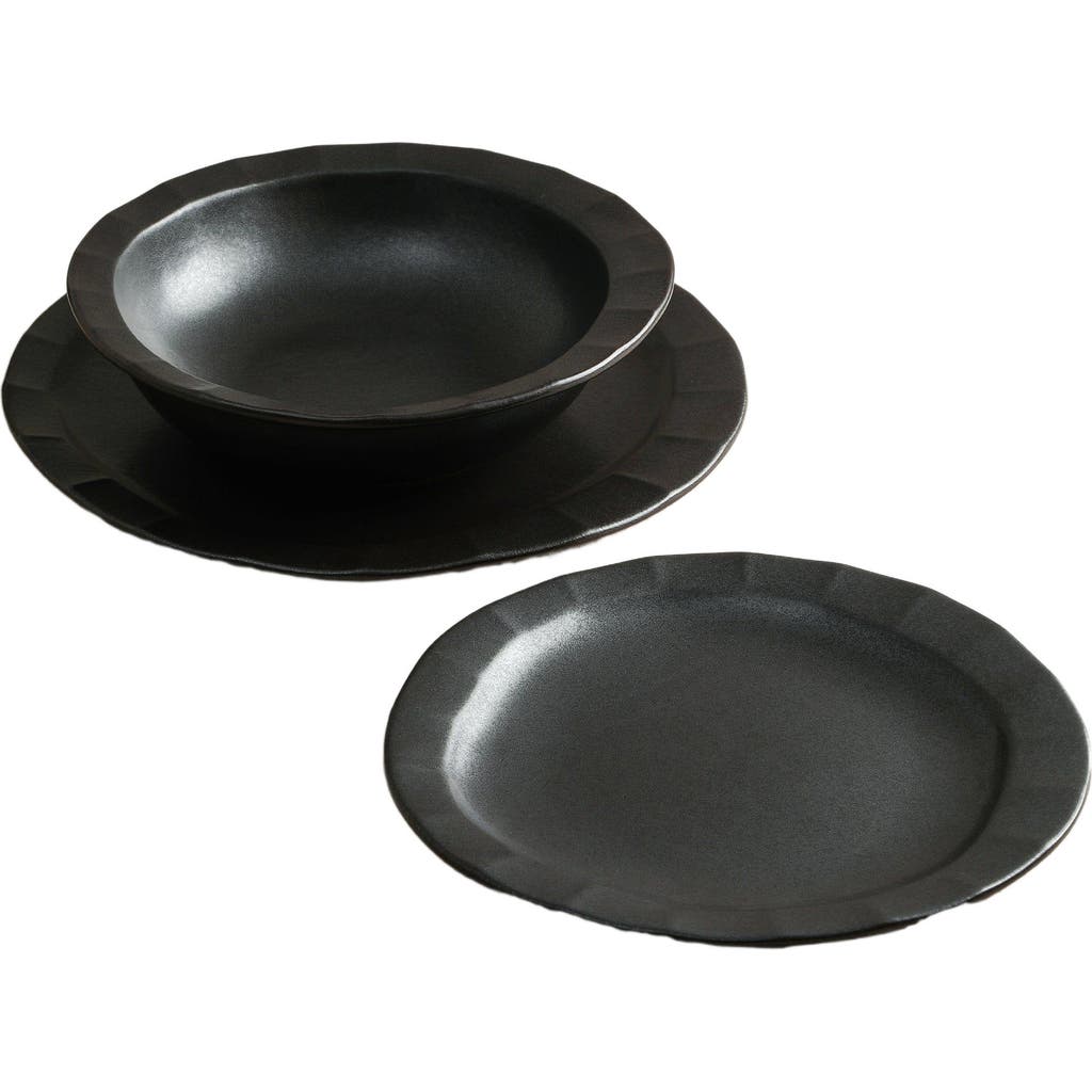 Stone Lain Oasis Stoneware 4-piece Dinner Plate Set In Black