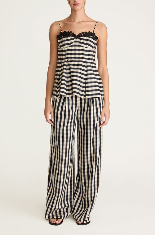 REBECCA TAYLOR REBECCA TAYLOR GINGHAM TWILL EMBROIDERED BUSTIER TANK