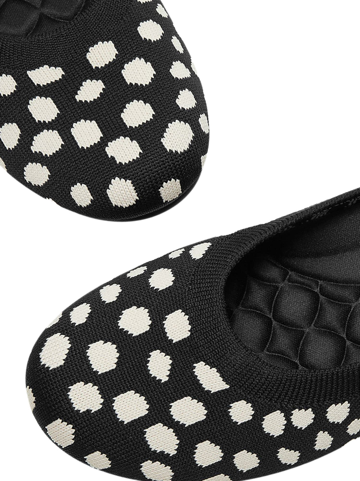 Claire Round-Toe Flats, Alternate, color, Black Ivory Dots