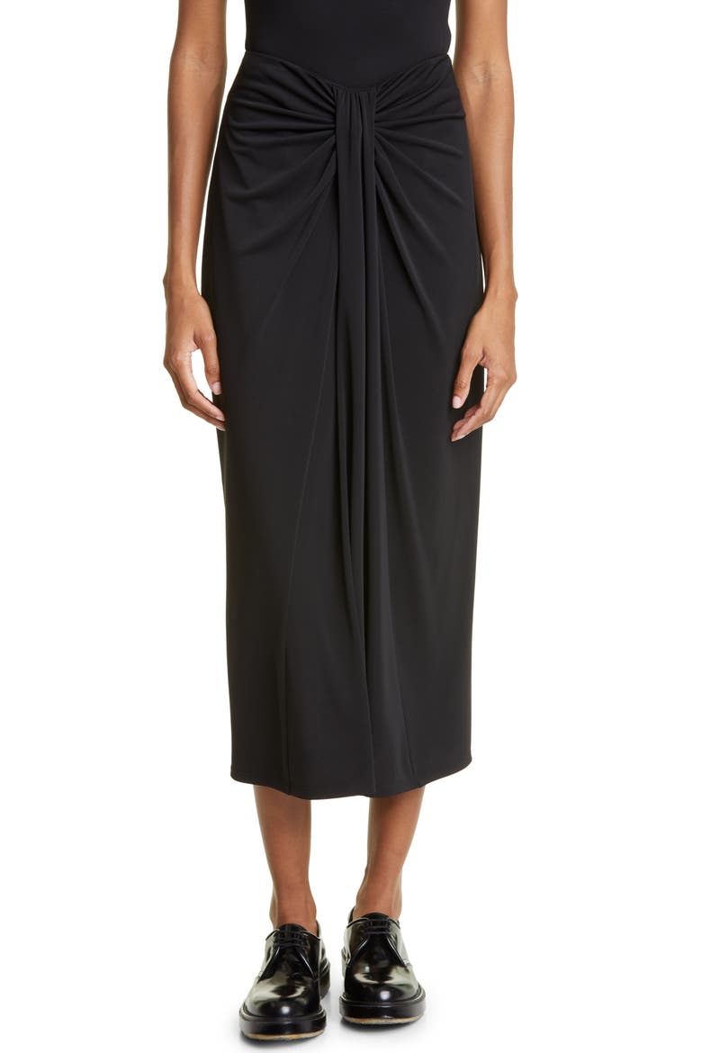 Vallory Gathered Midi Skirt, Main, color, BLACK