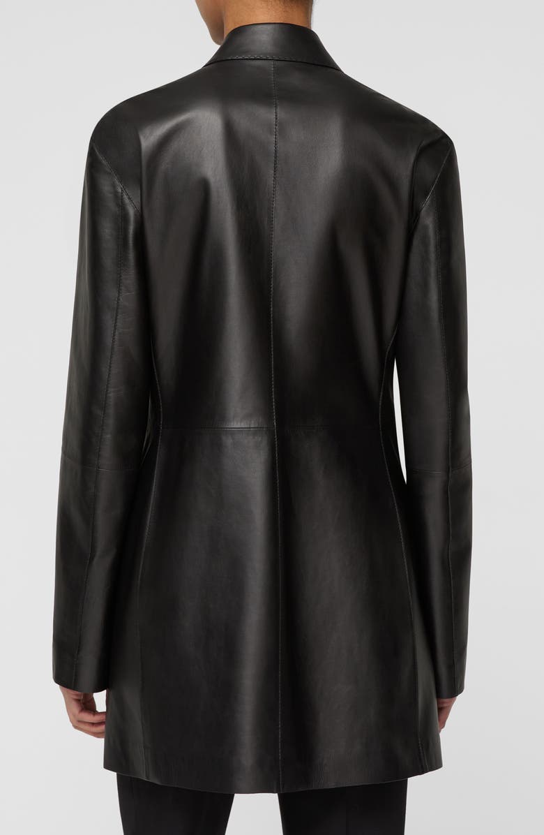 Lafayette 148 New York Macramé Fringe Leather Blazer, Alternate, color, Black