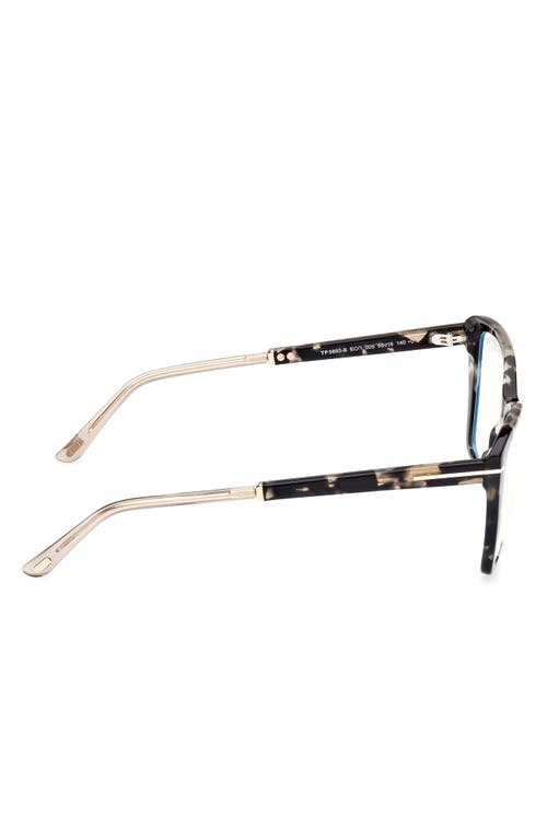 Tom Ford 55mm Butterfly Blue Light Blocking Optical Glasses In Vintage Black Havana Rose Gold