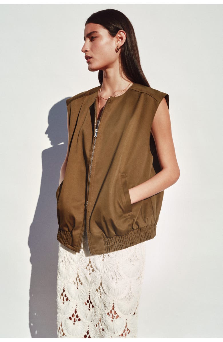 H&M Twill Gilet, Alternate, color, Dark Golden Olive