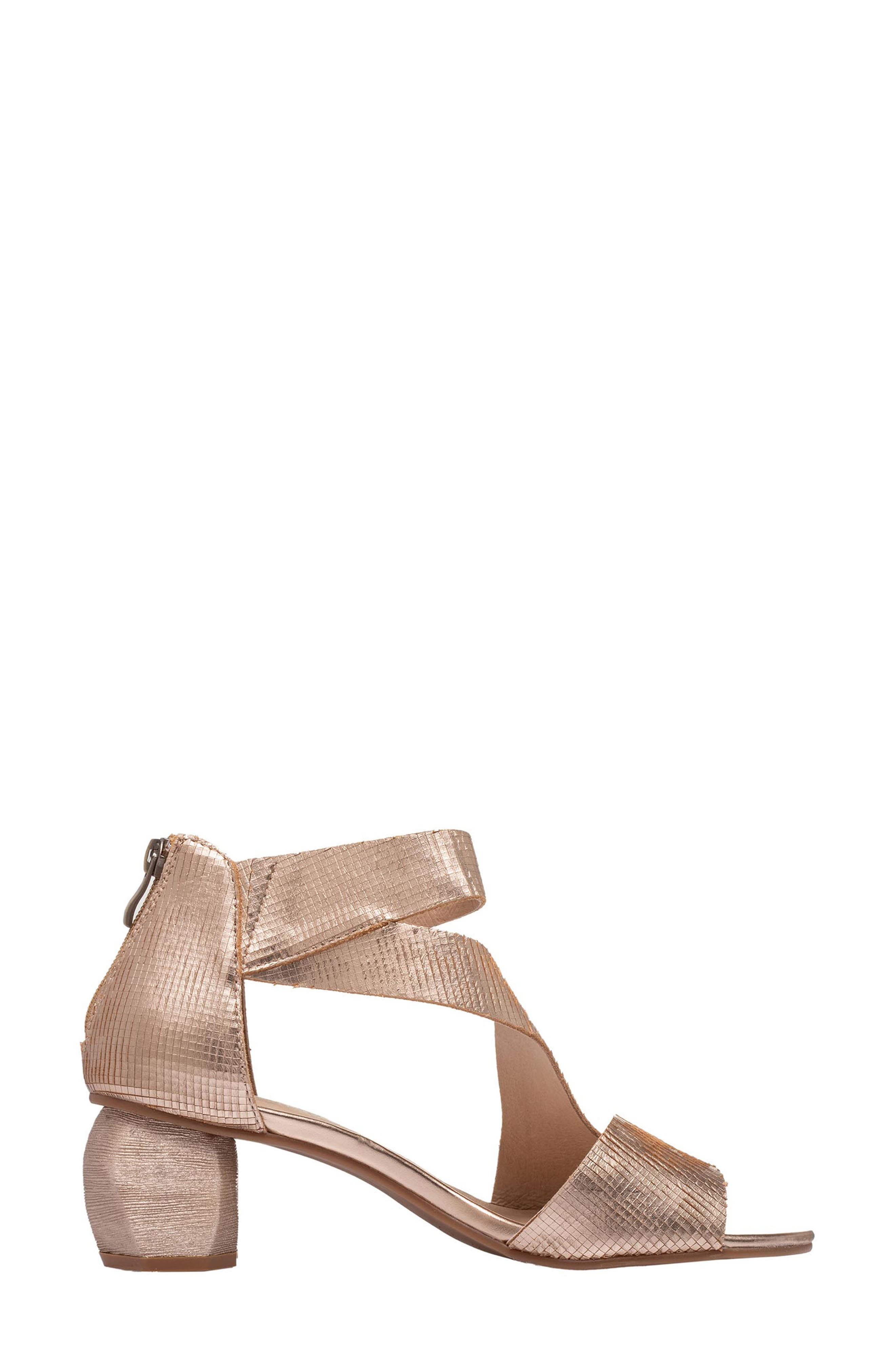 ANTELOPE Amara Metallic Leather Kitten Heel Sandal, Alternate, color, 