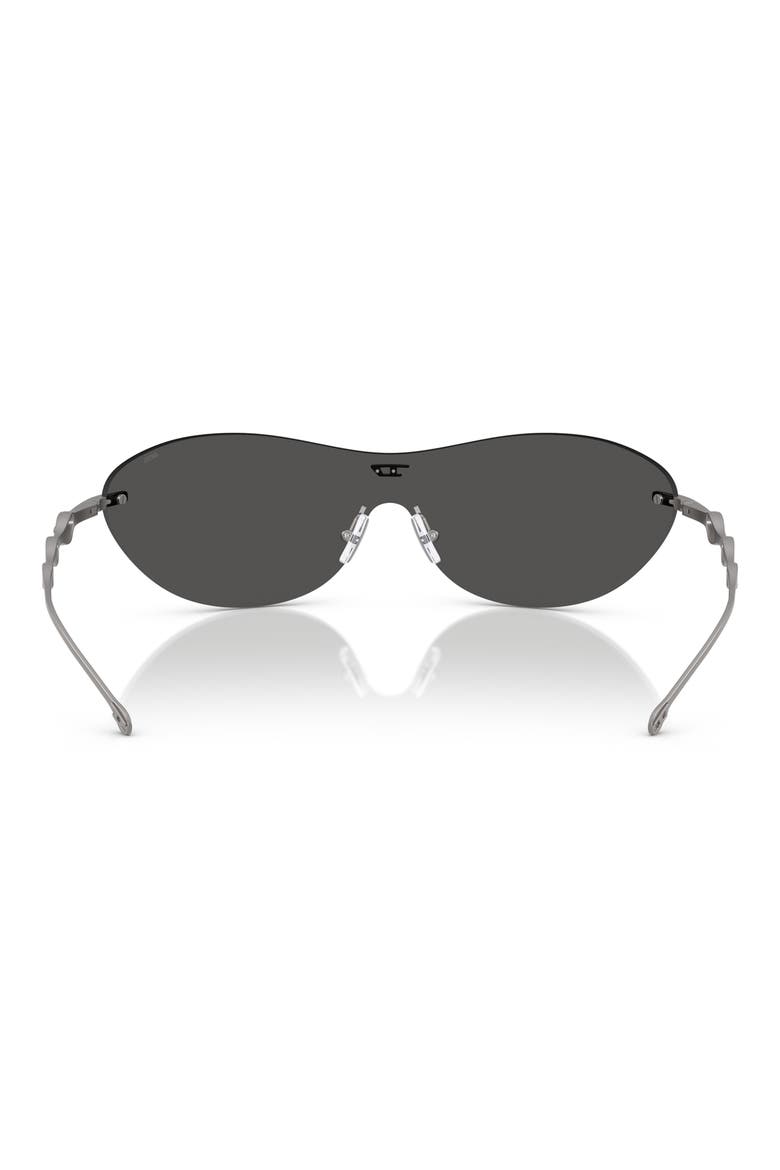 135mm Gradient Oval Shield Sunglasses, Alternate, color, MATTE GUNMETAL / DARK GREY