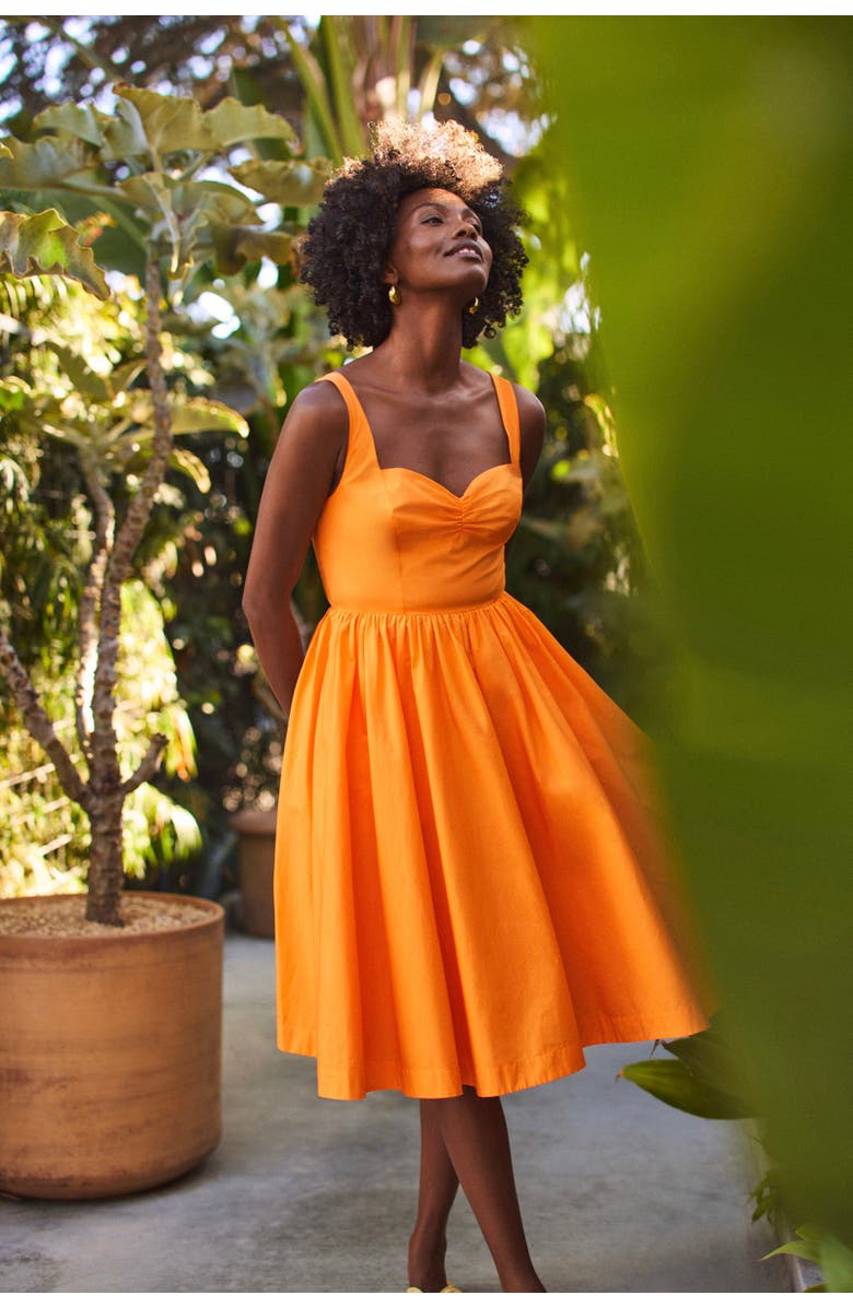 Trina Turk Mirabello Sweetheart Neck Midi Dress, Alternate, color, White